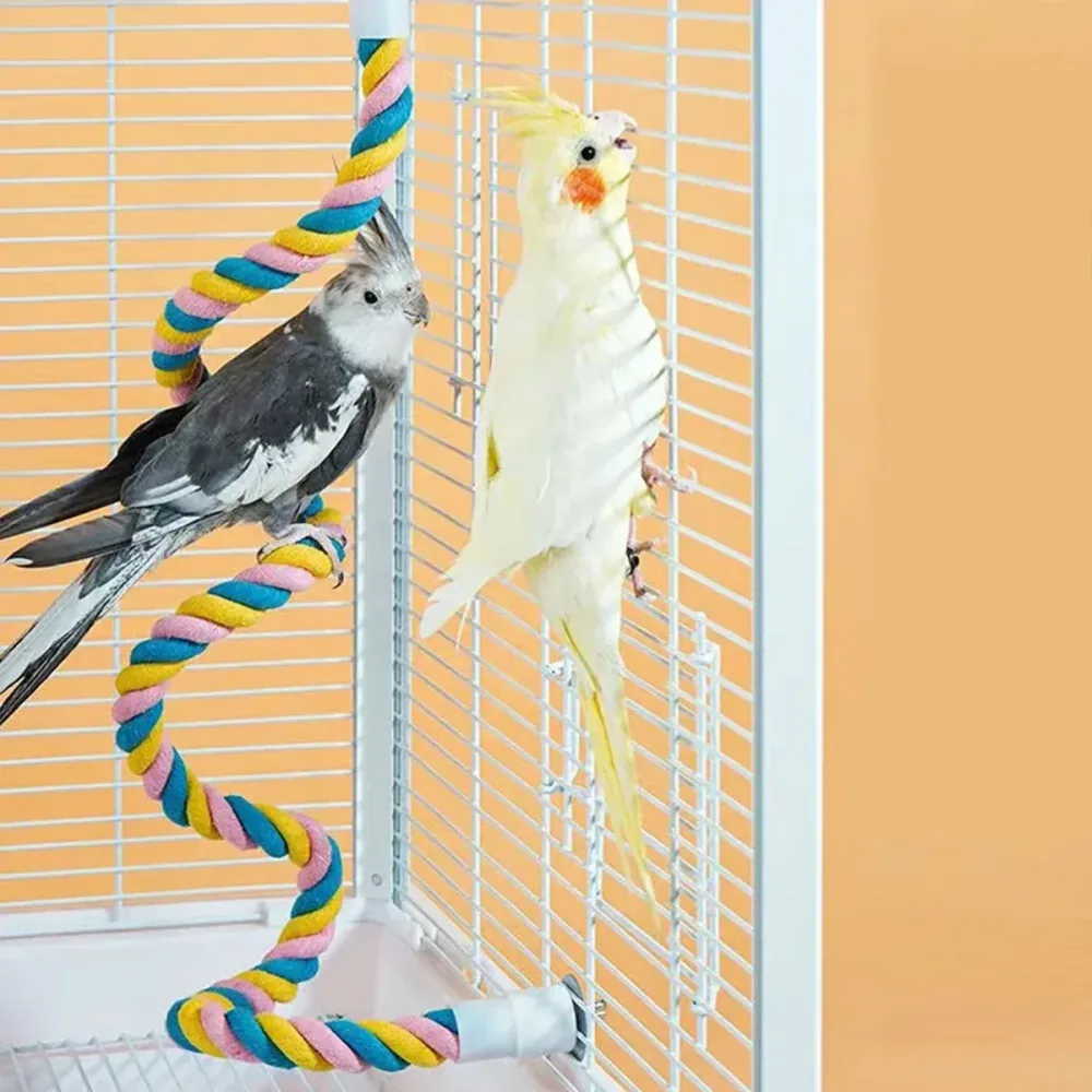 U Shaped Parrot Cotton Rope Climbing Toy Perch Stand for Bird Cage - 120cm