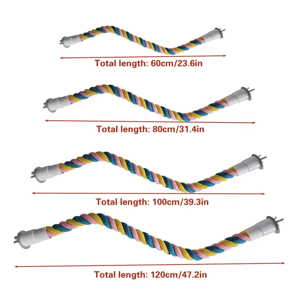 U Shaped Parrot Cotton Rope Climbing Toy Perch Stand for Bird Cage - 120cm