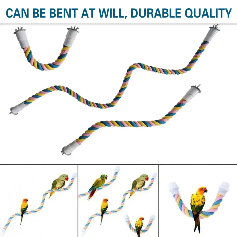 U Shaped Parrot Cotton Rope Climbing Toy Perch Stand for Bird Cage - 60cm