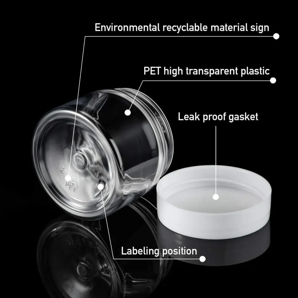 10pcs Transparent Wide Mouth Cream Dispenser White Lid Bottle Plastic Jar - 40ml