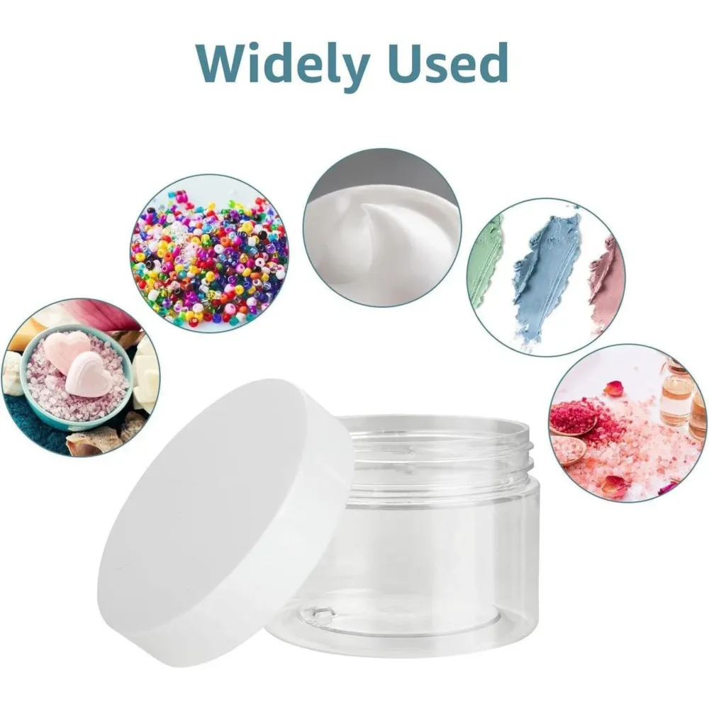 10pcs Transparent Wide Mouth Cream Dispenser White Lid Bottle Plastic Jar - 40ml