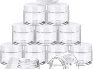 10pcs Transparent Wide Mouth Cream Dispenser White Lid Bottle Plastic Jar - 40ml