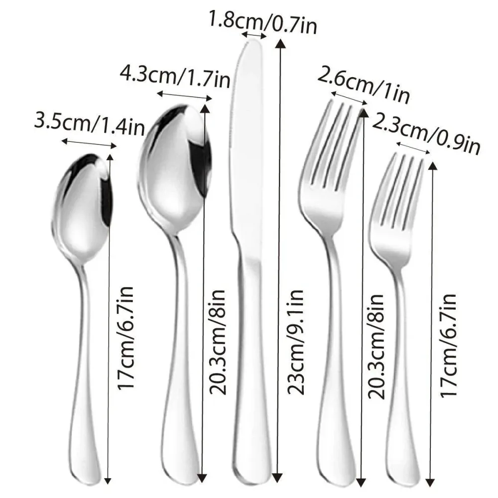 20/40pcs Stainless Steel Cutlery Set Knife Fork Spoon Western Hotel Tableware