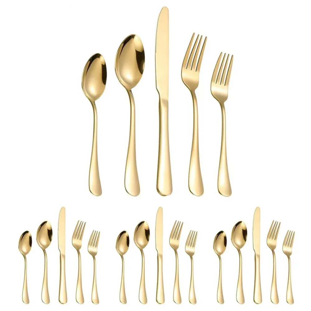 20/40pcs Stainless Steel Cutlery Set Knife Fork Spoon Western Hotel Tableware