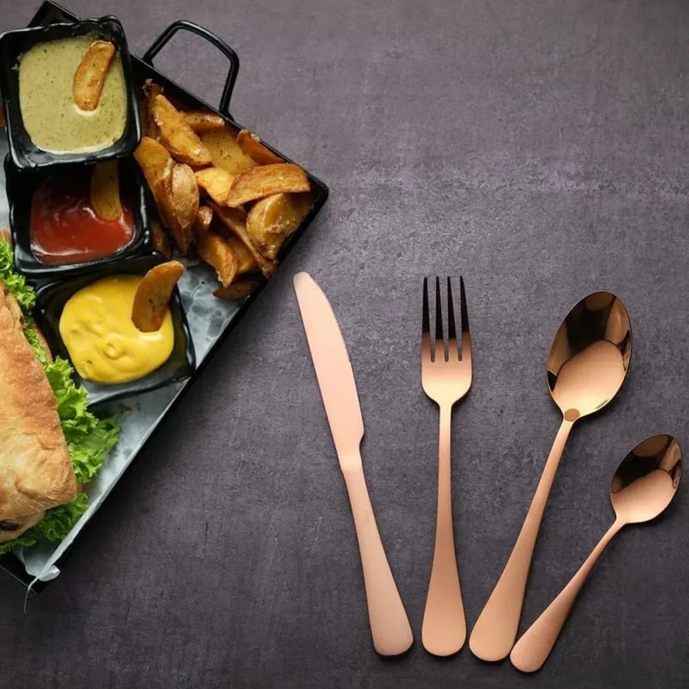 8-pc Stainless Steel Cutlery Set - 2 Sets of Knife Fork Dinner Spoon Teaspoon