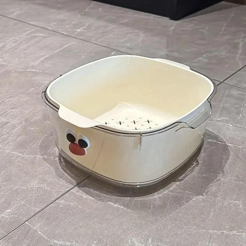 2 in 1 Cute Double Draining Fruit Basket Dishwashing Colander for Household