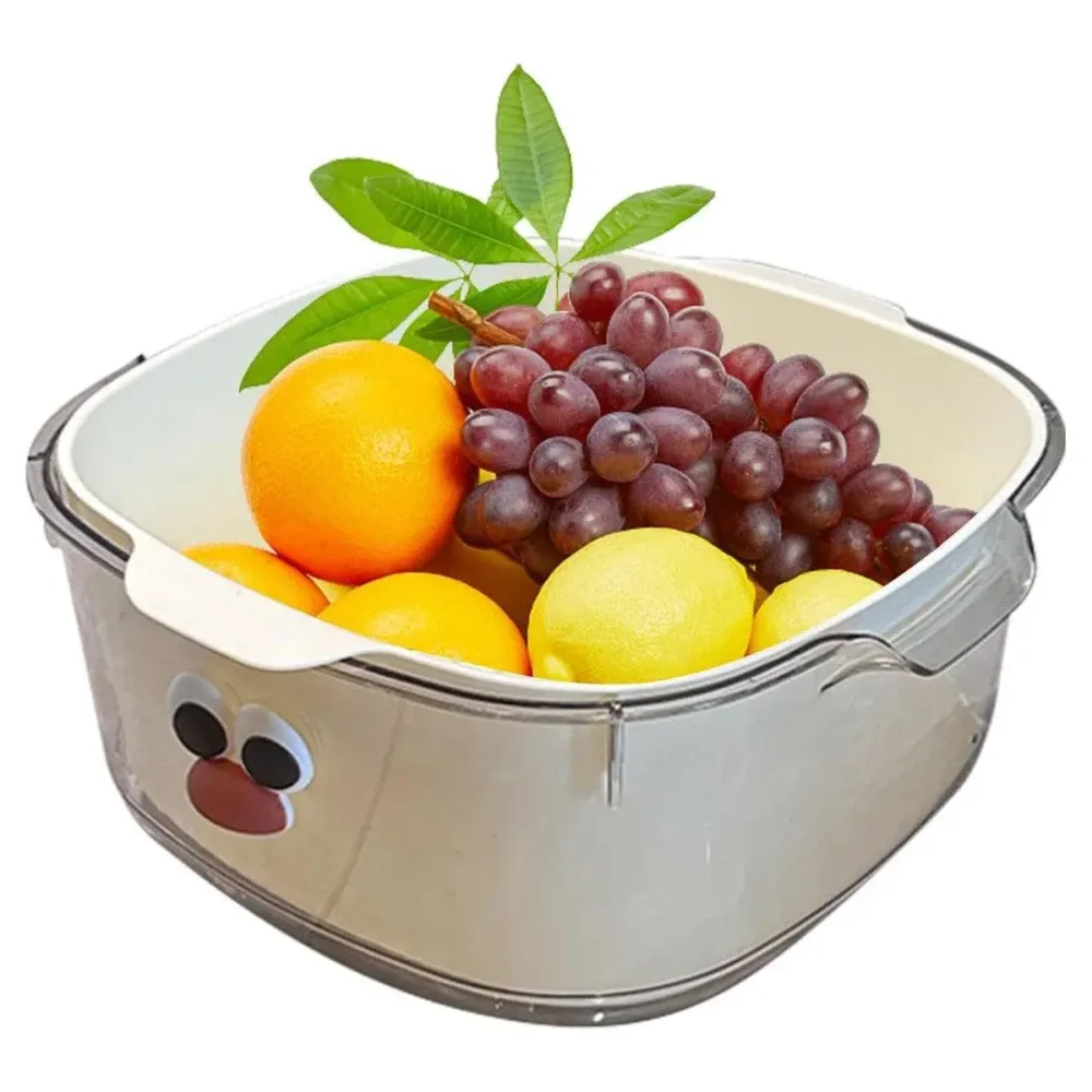 2 in 1 Cute Double Draining Fruit Basket Dishwashing Colander for Household