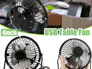 USB Desk Fan 4 Inch Metal Frame Black Portable Table Fan, 1 Piece