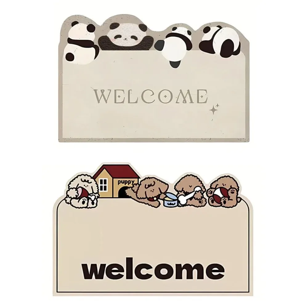 Cartoon Non Slip Household Silk Circle Floor Mat Durable Entryway Rug Can Be Cut