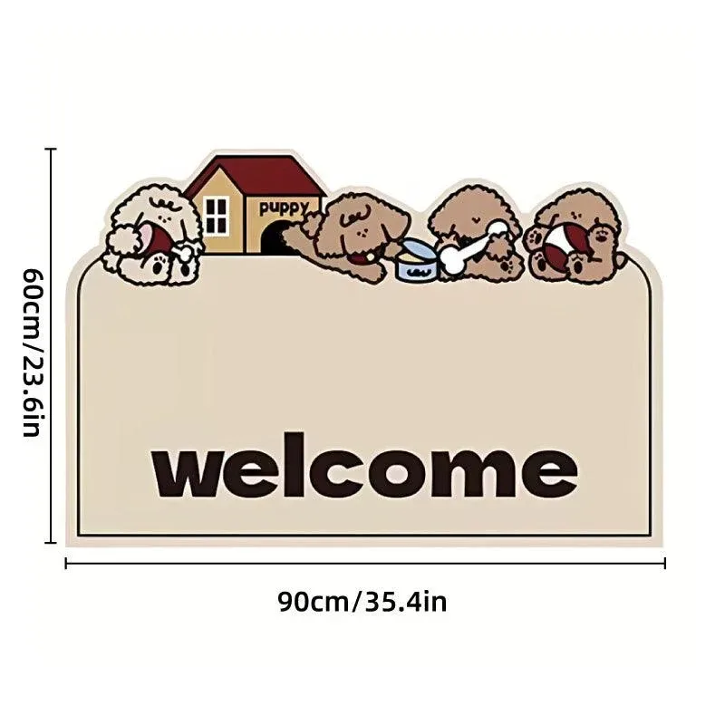 Cartoon Non Slip Household Silk Circle Floor Mat Durable Entryway Rug Can Be Cut