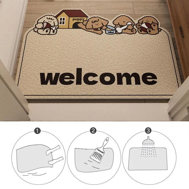 Cartoon Non Slip Household Silk Circle Floor Mat Durable Entryway Rug Can Be Cut