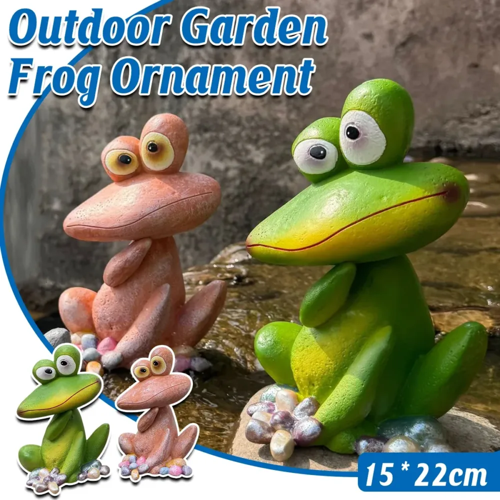 Outdoor Garden Frog Ornament Lawn Statue Animal Decor Resin Craft Sculpture