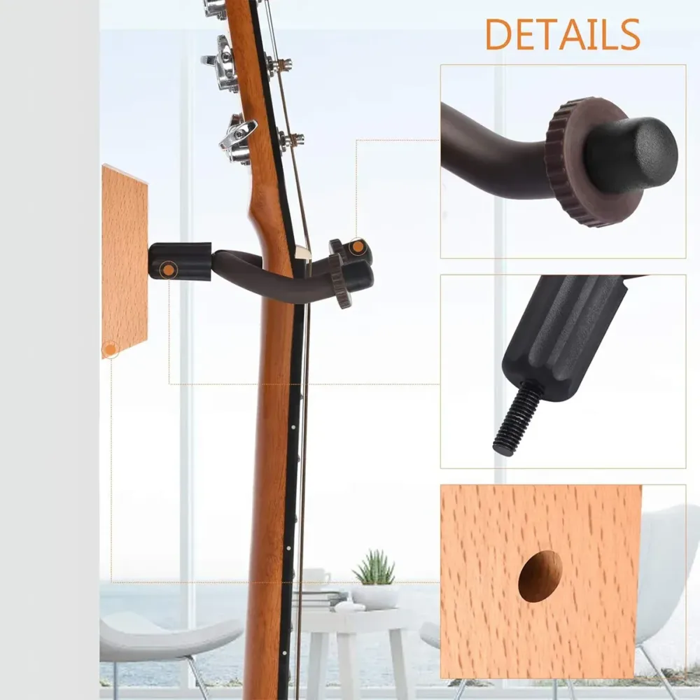 2PCS Guitar Wall Hanger Hook Holder Sturdy for Bass Ukulele Instrument Storage