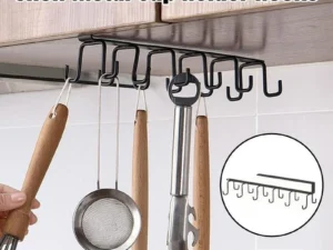 2-Piece Black Under-Shelf Cup Holder Rack Set