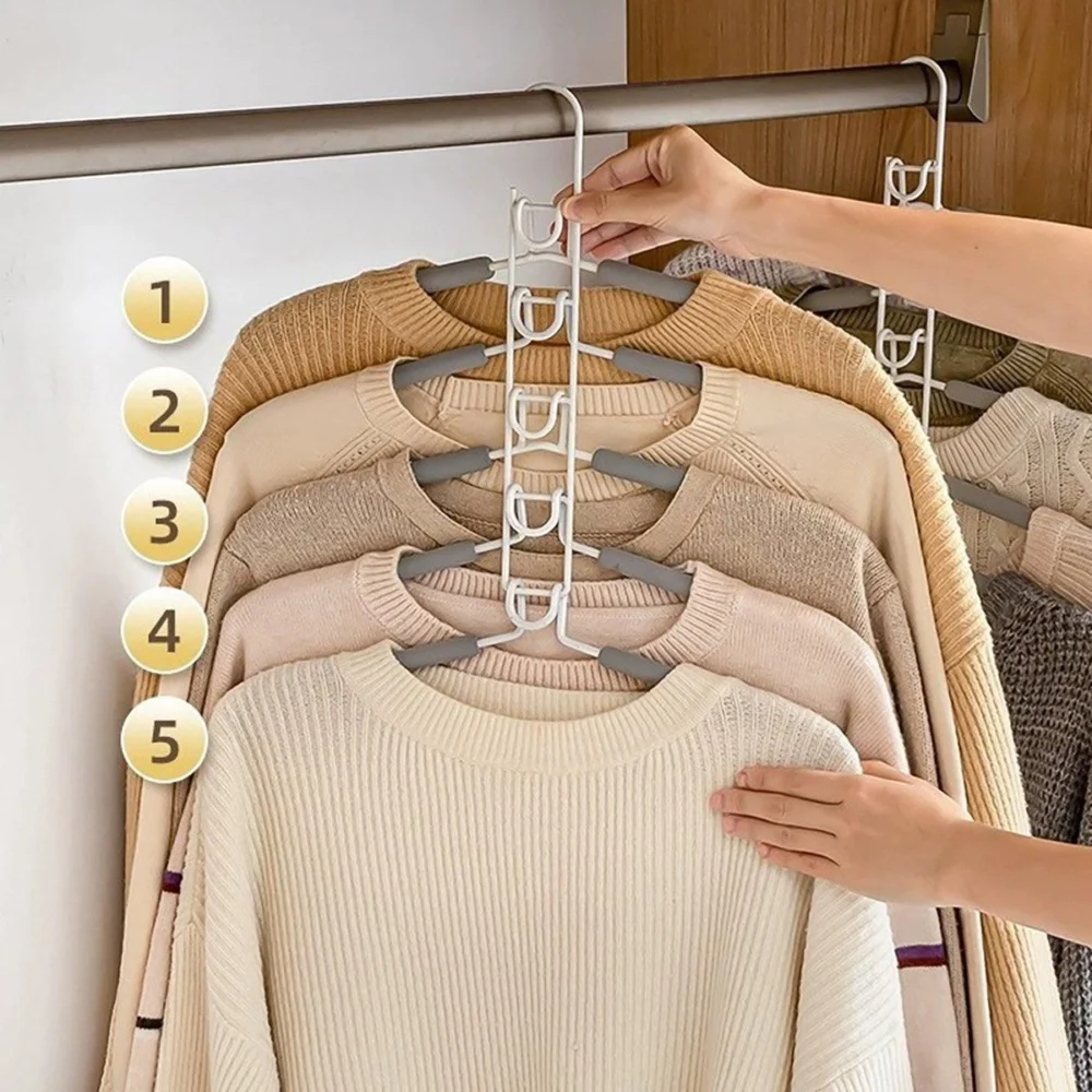 Space saving Multi layer Folding Hanger Hook Closet Organizer Clothes Rack