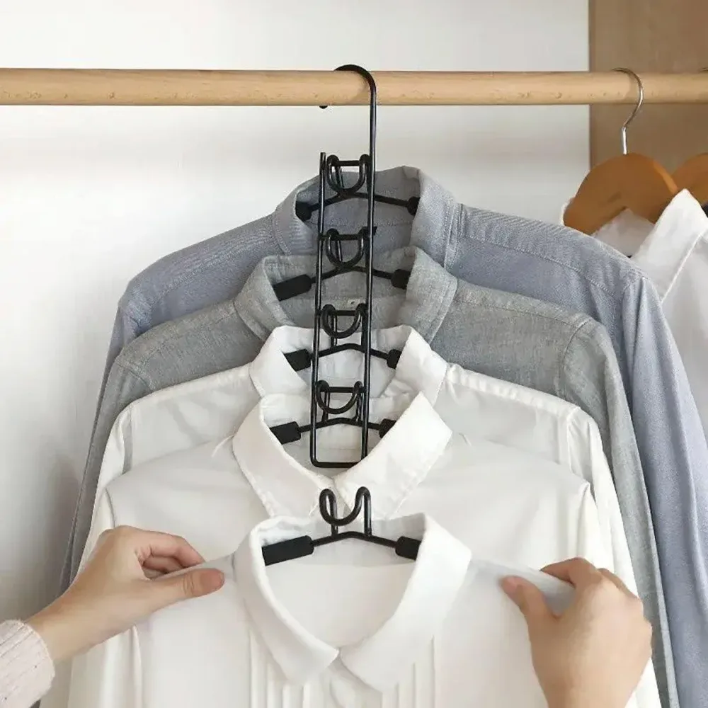 Space saving Multi layer Folding Hanger Hook Closet Organizer Clothes Rack