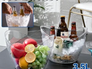 2PCS Transparent 3.5L Ice Bucket Large Capacity Wine Beer Cooler Picnic Basket