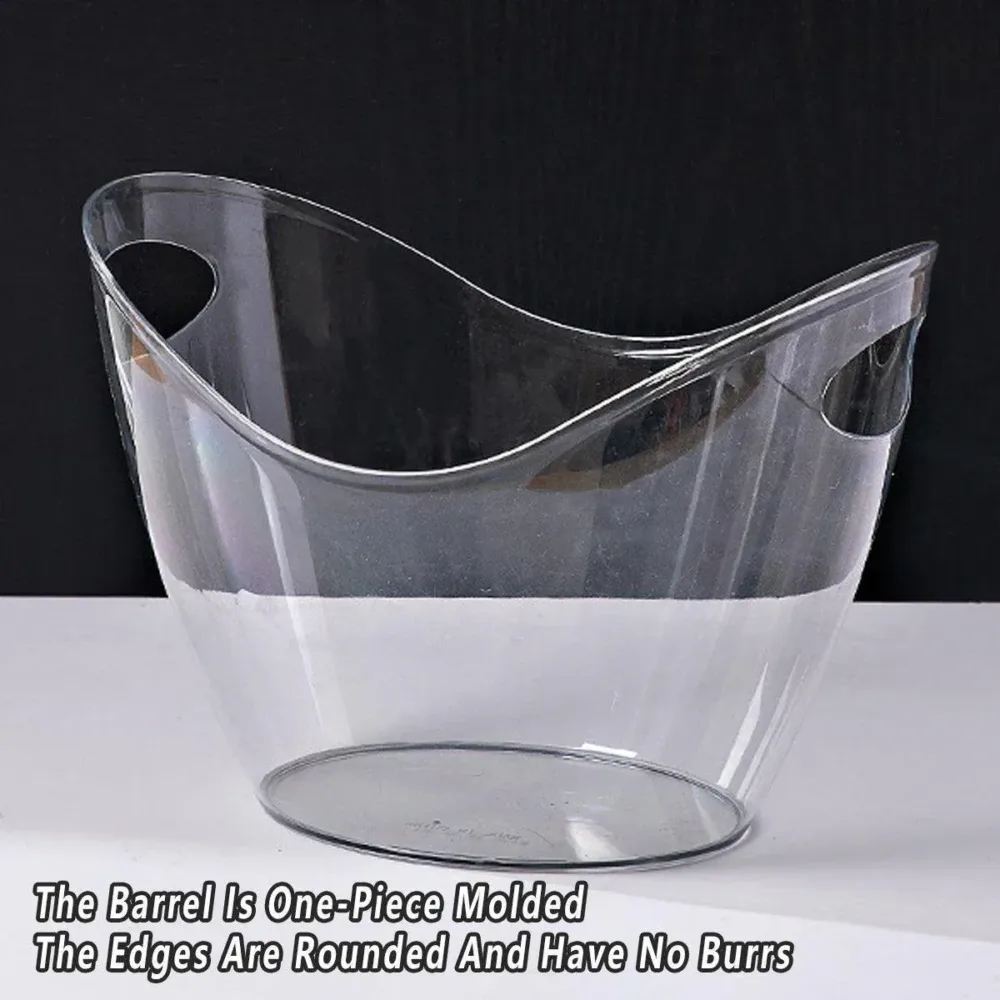 2PCS Transparent 3.5L Ice Bucket Large Capacity Wine Beer Cooler Picnic Basket