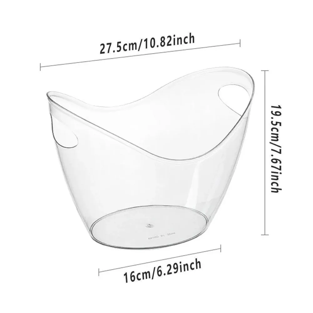 2PCS Transparent 3.5L Ice Bucket Large Capacity Wine Beer Cooler Picnic Basket