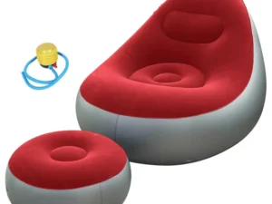 Inflatable Folding Lazy Sofa Chair PVC Air Recliner w/ Pump Backrest Seat Bed