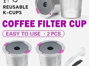 2 Pack Stainless Steel K-Cups Coffee Pod Filters Reusable Durable For Cafe