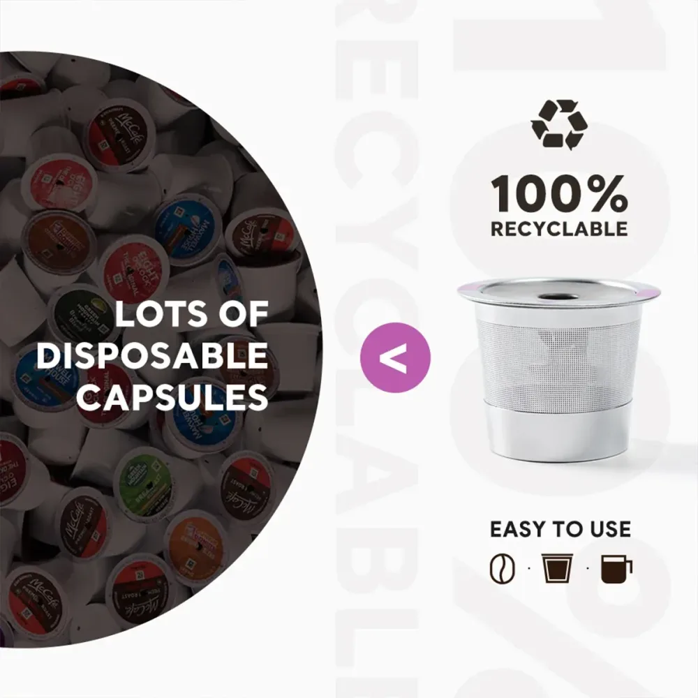 2 Pack Stainless Steel K-Cups Coffee Pod Filters Reusable Durable For Cafe