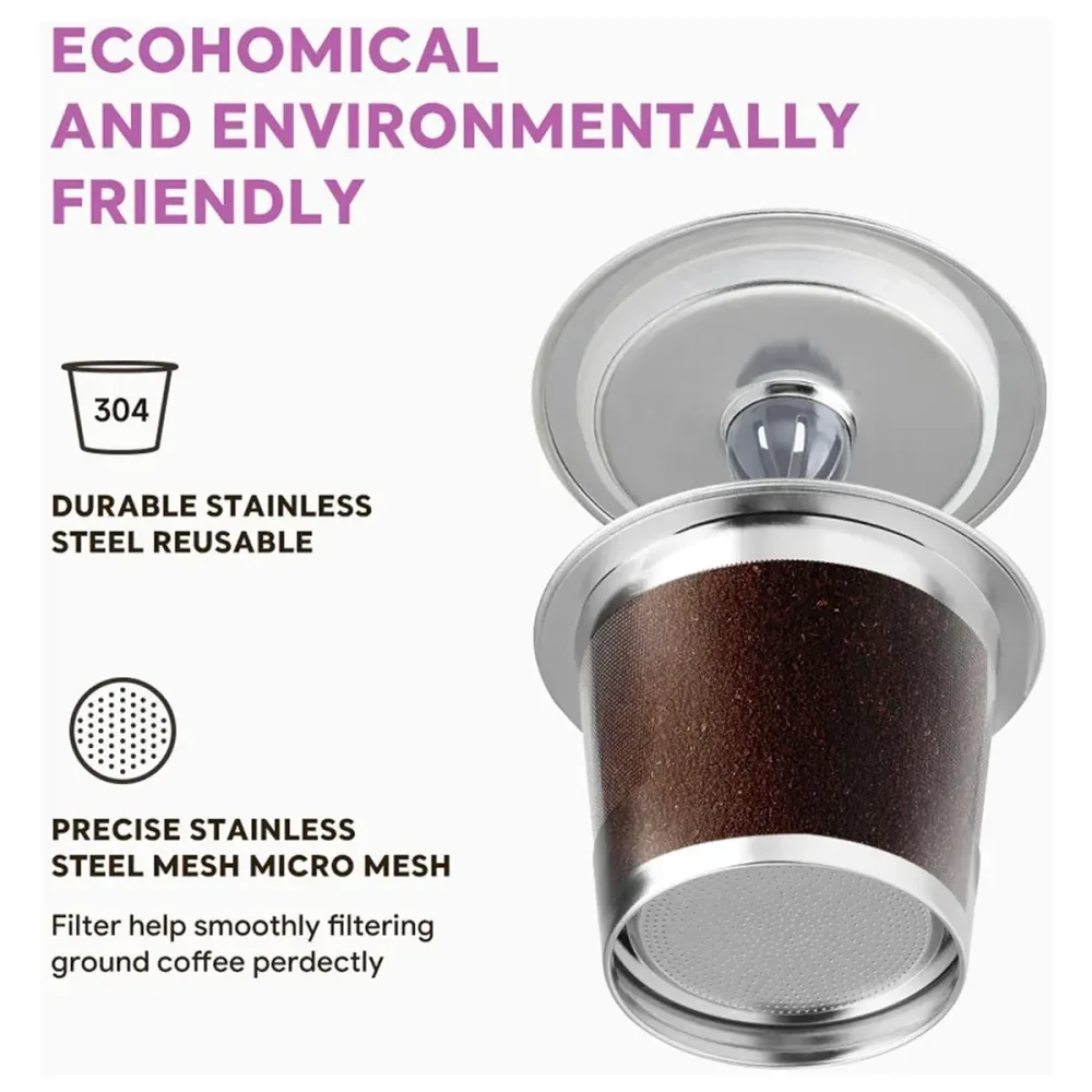 2 Pack Stainless Steel K-Cups Coffee Pod Filters Reusable Durable For Cafe