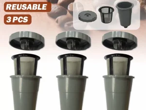 3 Piece of Set K-Cup Coffee Filter Reusable Replacement Refillable Holder