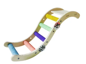 Wooden Parrot Climbing Ladder Swing Toy Claw Grinding Sanded for Small Birds