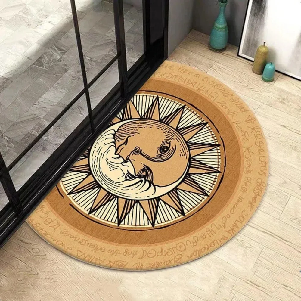 Semi Circular Non Slip Door Mat Household Entrance Carpet for Living Room Use