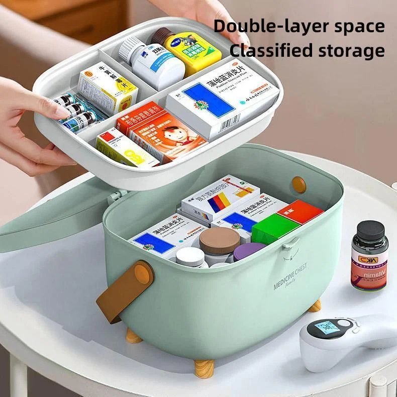 2 Layer Portable First Aid Kit Emergency Medicine Chest Organizer Storage Box