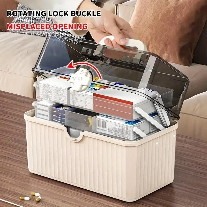 Large Capacity Medicine Cabinet Multi Layer Storage Box for Household First Aid
