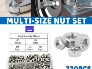 Stainless Steel Nuts 220pcs Nut Sets Hardware Fasteners Assortment Kit Nuts