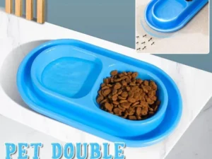 1-Piece Blue Double-Compartment Pet Feeding Bowl