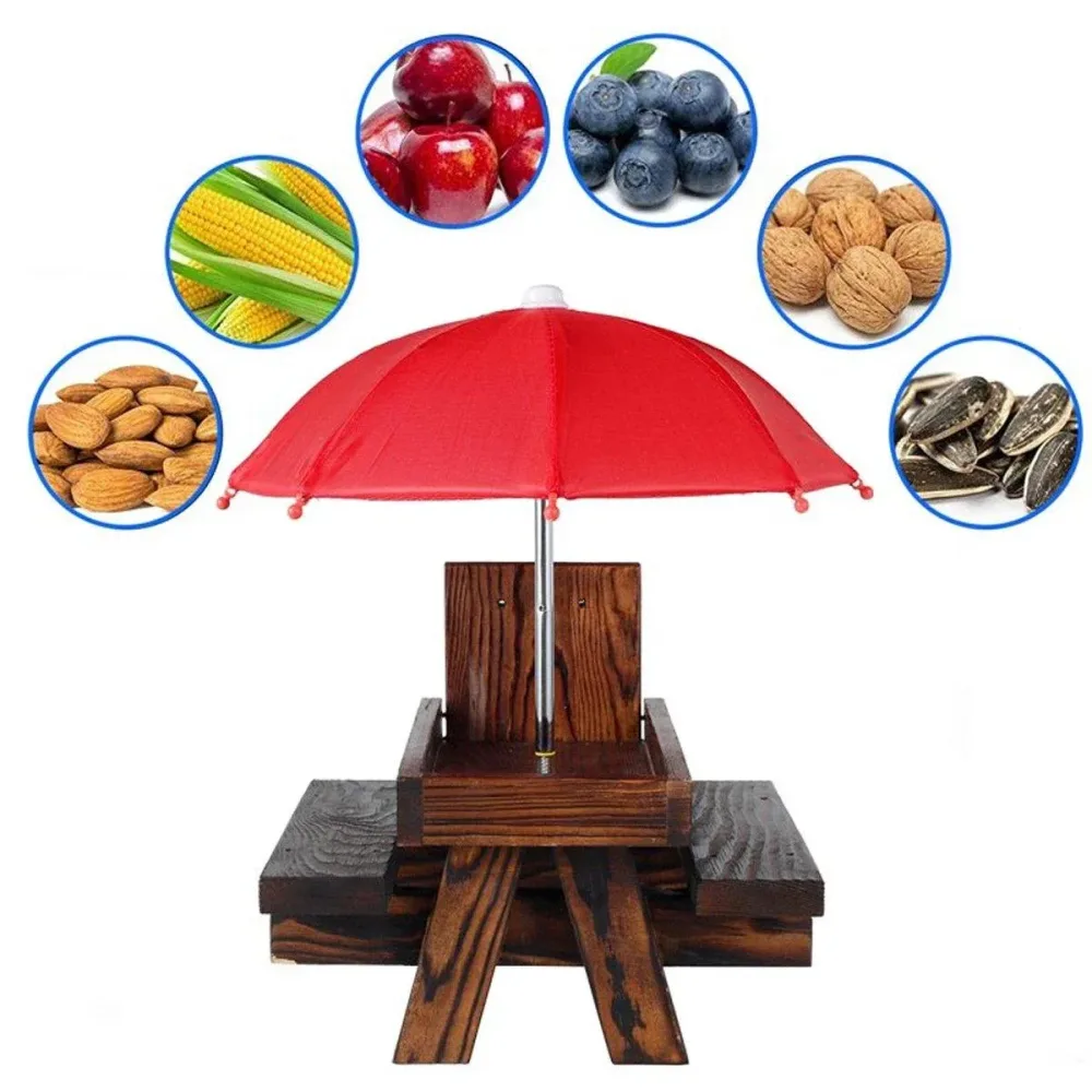 Wooden Squirrel Feeder Outdoor Hanging Bird Feeder for Garden Backyard Pets