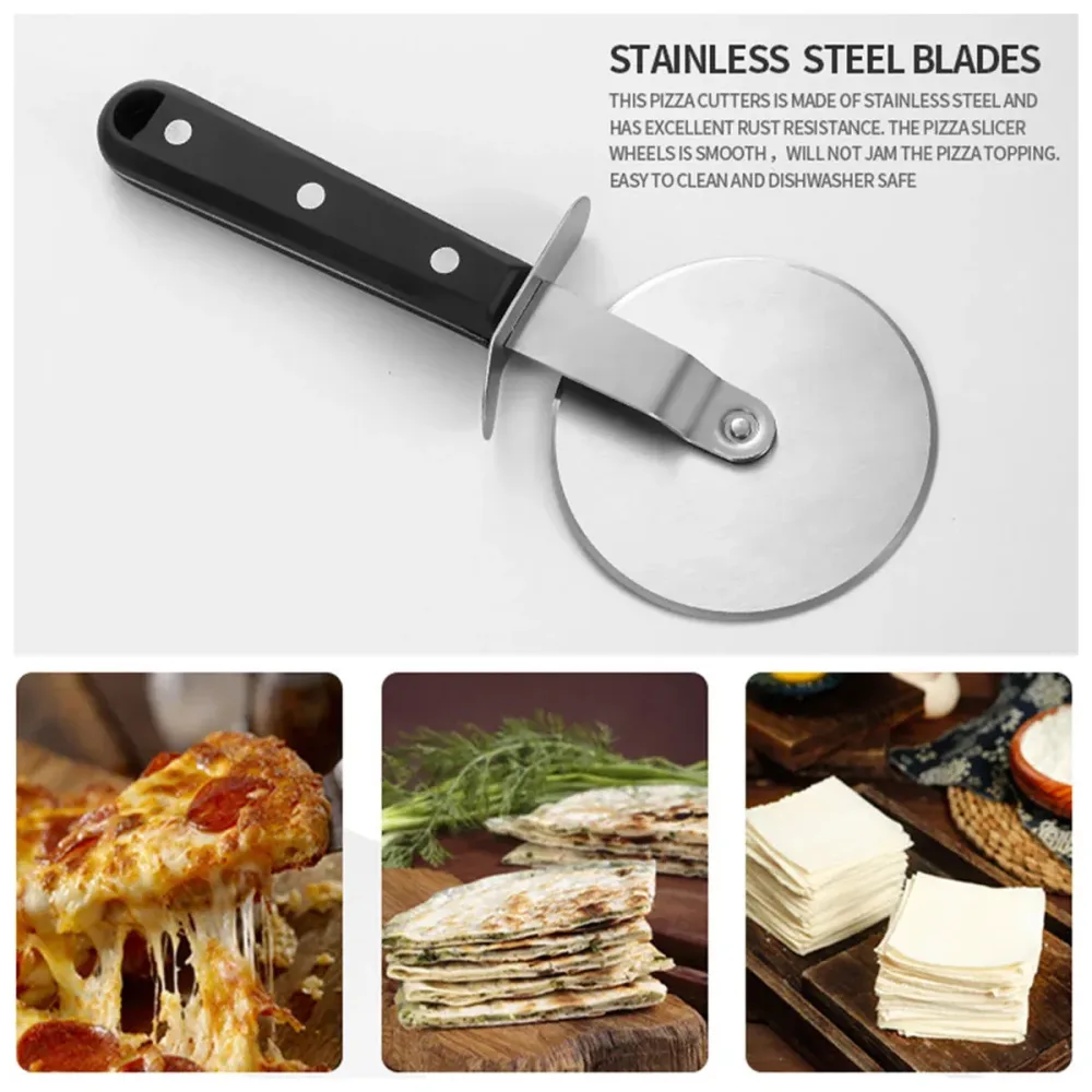 Stainless Steel Pizza Knife Cutter Kitchen Baking Tool Round Slicer for Dough