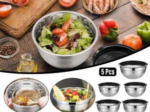 5-Bowl Nested Mixing Set with 5 Black Lids