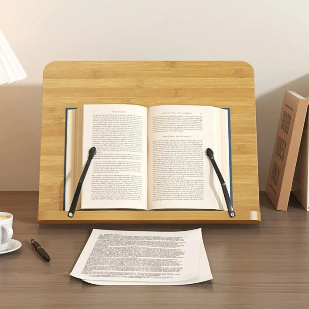 Wooden Adjustable Reading Stand Multifunctional Book Holder Bracket for Desk