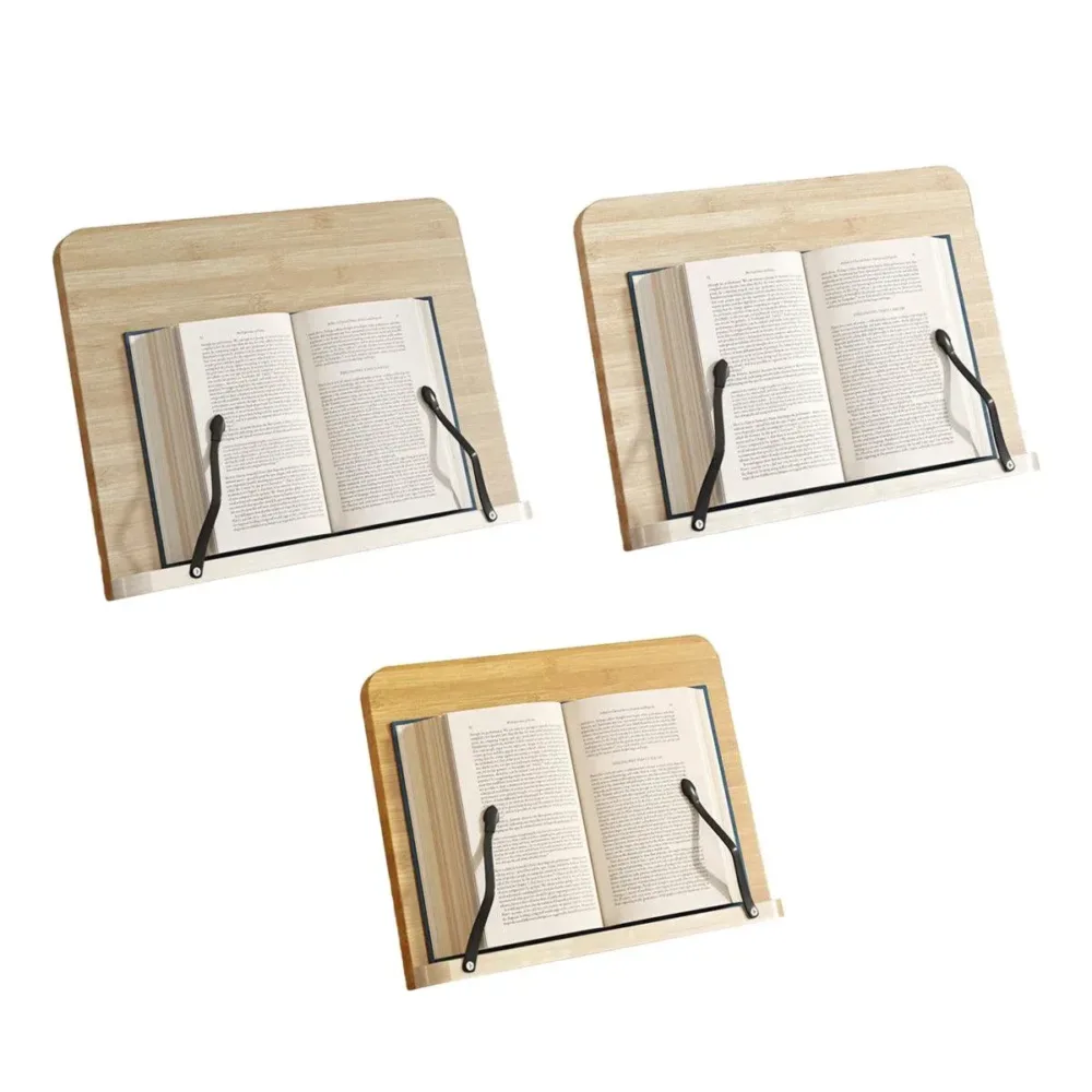 Wooden Adjustable Reading Stand Multifunctional Book Holder Bracket for Desk