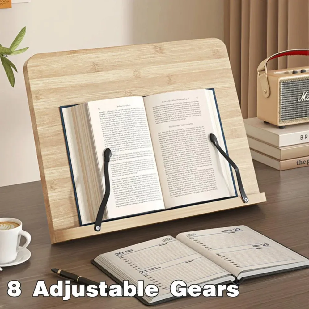 Wooden Adjustable Reading Stand Multifunctional Book Holder Bracket for Desk