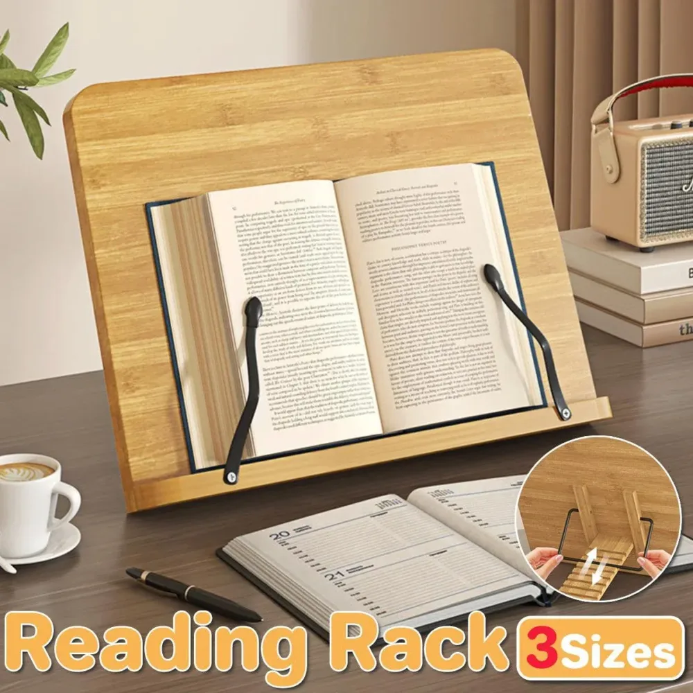 Wooden Adjustable Reading Stand Multifunctional Book Holder Bracket for Desk