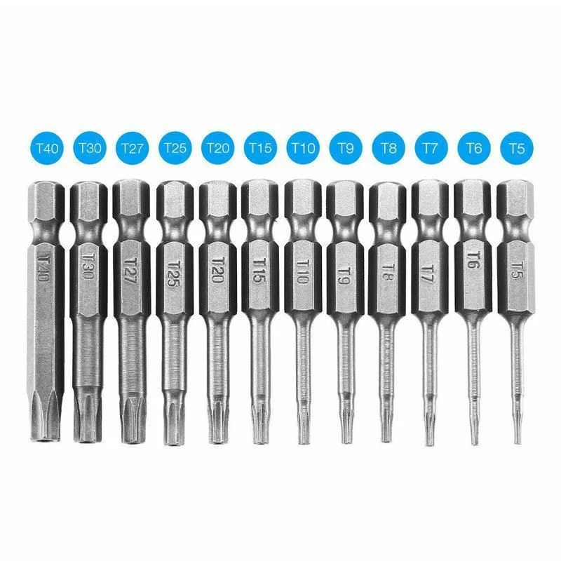 12PCS Torx Screwdriver Bit Set Hex Shank S2 Steel Drill Insert