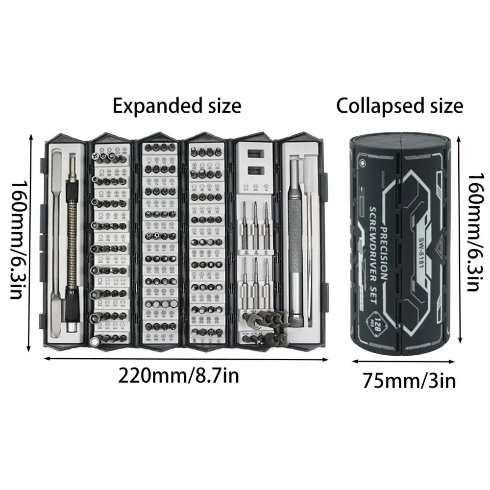 Screwdriver Set 128 in 1 Precision Repair Tool Kit Multi Functional for Home Use