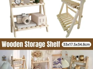 Natural Wood Two-Tier Desktop Shelf