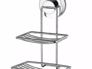Shower Bar Holder Suction Basket Wall Mounted Stainless Steel Bathroom Soap Dish