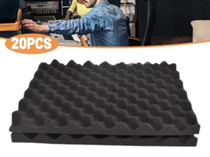 Black Egg-Crate Wall Panel Set 30 x 30 x 3 cm - 20 Pieces