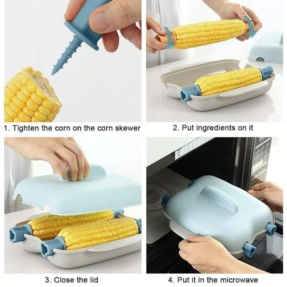 Microwave Corn Steamer Box Kitchen Cooking Tool Fast Heat Resistant Container