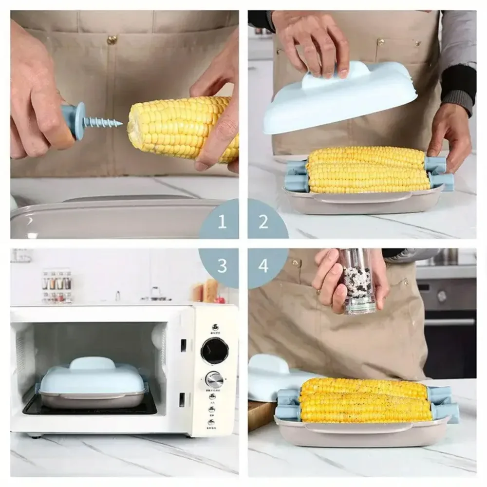 Microwave Corn Steamer Box Kitchen Cooking Tool Fast Heat Resistant Container