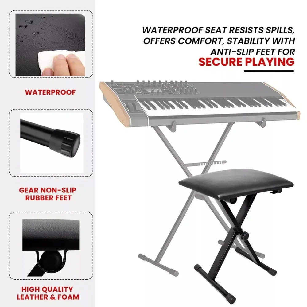 Electronic Organ Stool Three Level Adjustable Foldable Performance Chair Music