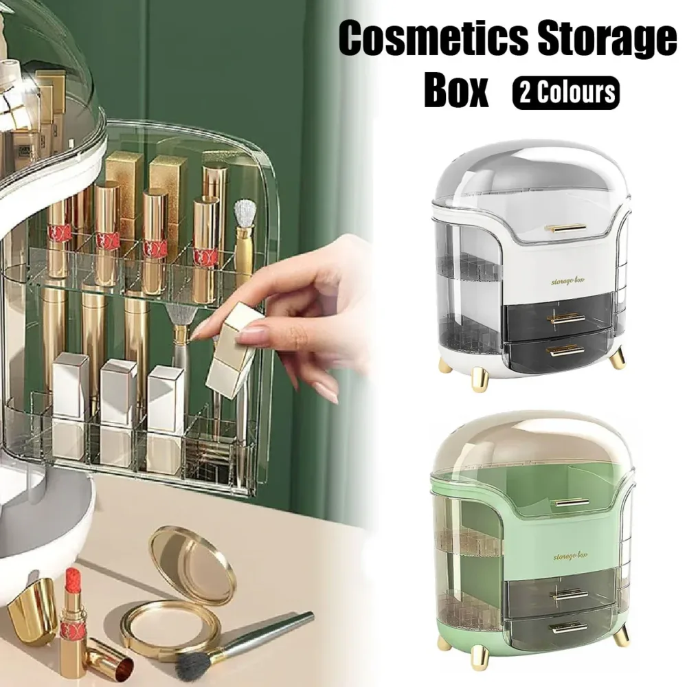 Large Capacity Cosmetic Storage Box Dustproof Organizer for Desktop Vanity Shelf